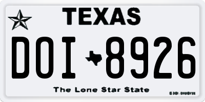 TX license plate DOI8926