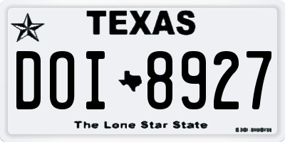 TX license plate DOI8927