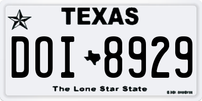 TX license plate DOI8929