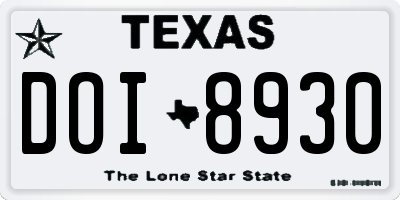 TX license plate DOI8930