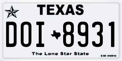 TX license plate DOI8931