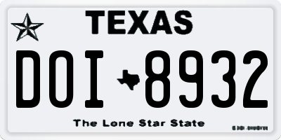 TX license plate DOI8932