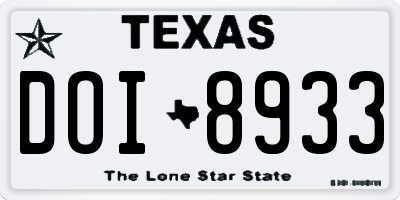 TX license plate DOI8933