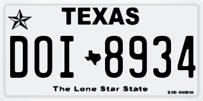 TX license plate DOI8934
