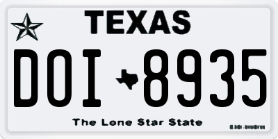 TX license plate DOI8935