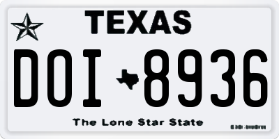 TX license plate DOI8936