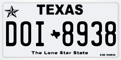 TX license plate DOI8938