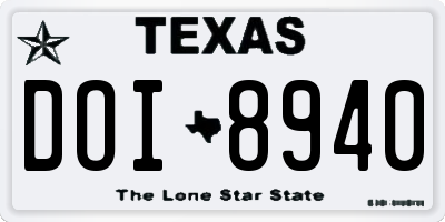 TX license plate DOI8940