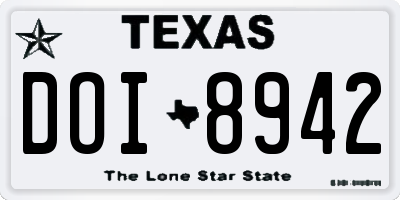 TX license plate DOI8942