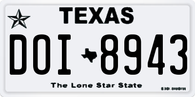 TX license plate DOI8943