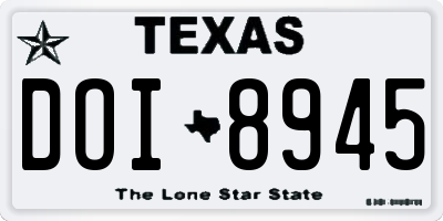 TX license plate DOI8945