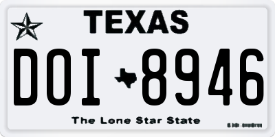 TX license plate DOI8946