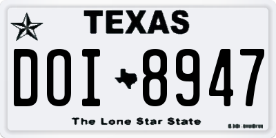 TX license plate DOI8947