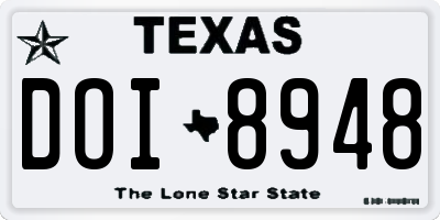 TX license plate DOI8948