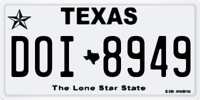TX license plate DOI8949