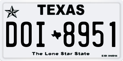 TX license plate DOI8951