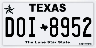TX license plate DOI8952