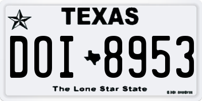 TX license plate DOI8953