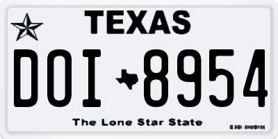 TX license plate DOI8954