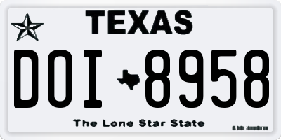 TX license plate DOI8958