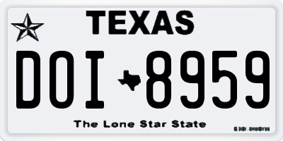 TX license plate DOI8959