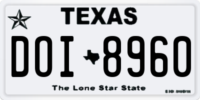 TX license plate DOI8960