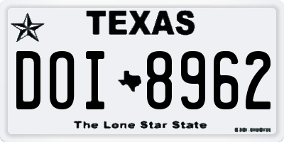 TX license plate DOI8962