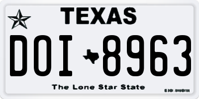 TX license plate DOI8963