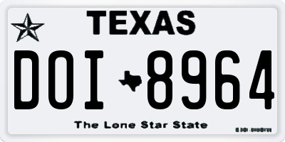 TX license plate DOI8964