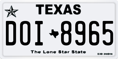 TX license plate DOI8965