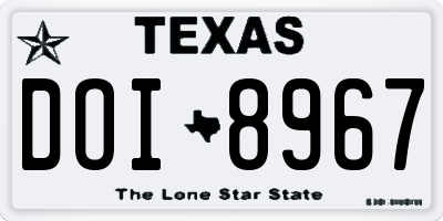 TX license plate DOI8967