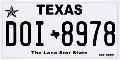 TX license plate DOI8978