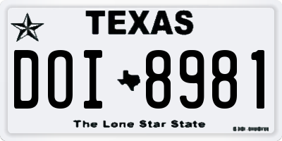 TX license plate DOI8981