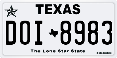 TX license plate DOI8983
