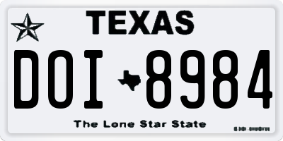 TX license plate DOI8984