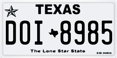 TX license plate DOI8985