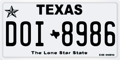 TX license plate DOI8986