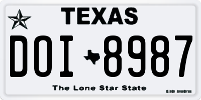 TX license plate DOI8987