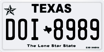 TX license plate DOI8989