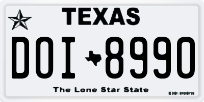TX license plate DOI8990