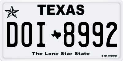 TX license plate DOI8992