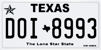 TX license plate DOI8993