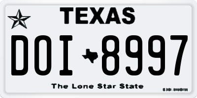 TX license plate DOI8997
