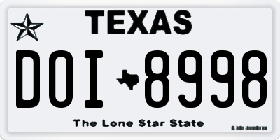 TX license plate DOI8998