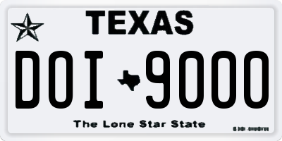 TX license plate DOI9000