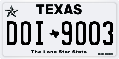 TX license plate DOI9003
