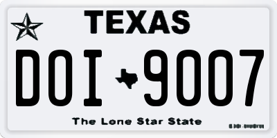 TX license plate DOI9007