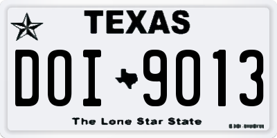 TX license plate DOI9013