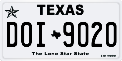 TX license plate DOI9020