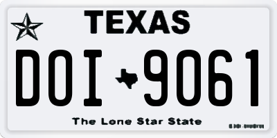 TX license plate DOI9061